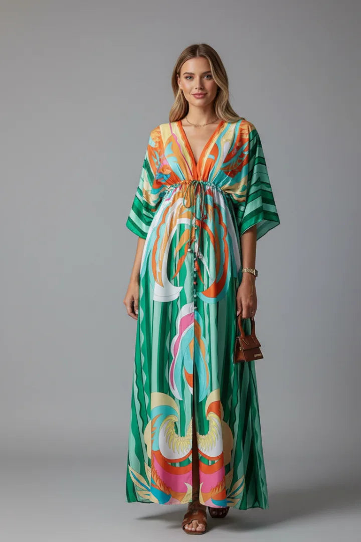 Bohemian Printed Maxi Dress in Summer