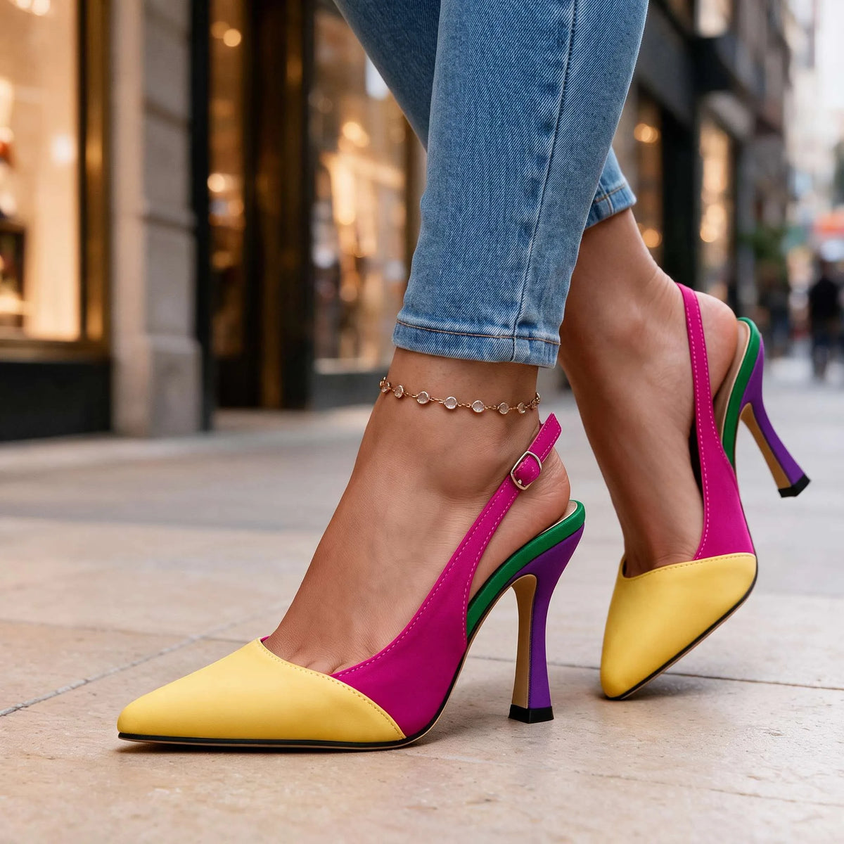 Colour-Block Slingback Stiletto Heels