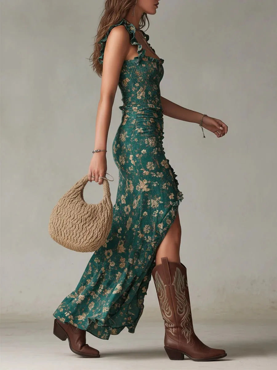 Effie | Floral Smocked Ruffle Maxi Dress for Women