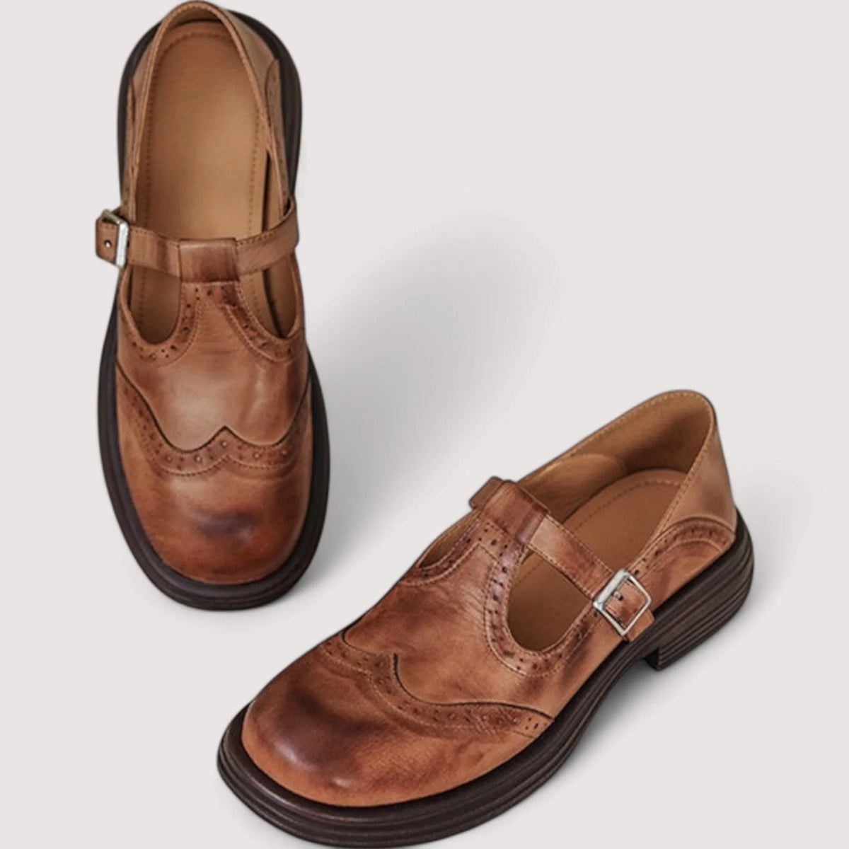 Lucia | Orthopedic Leather Brogue Mary Janes for Women