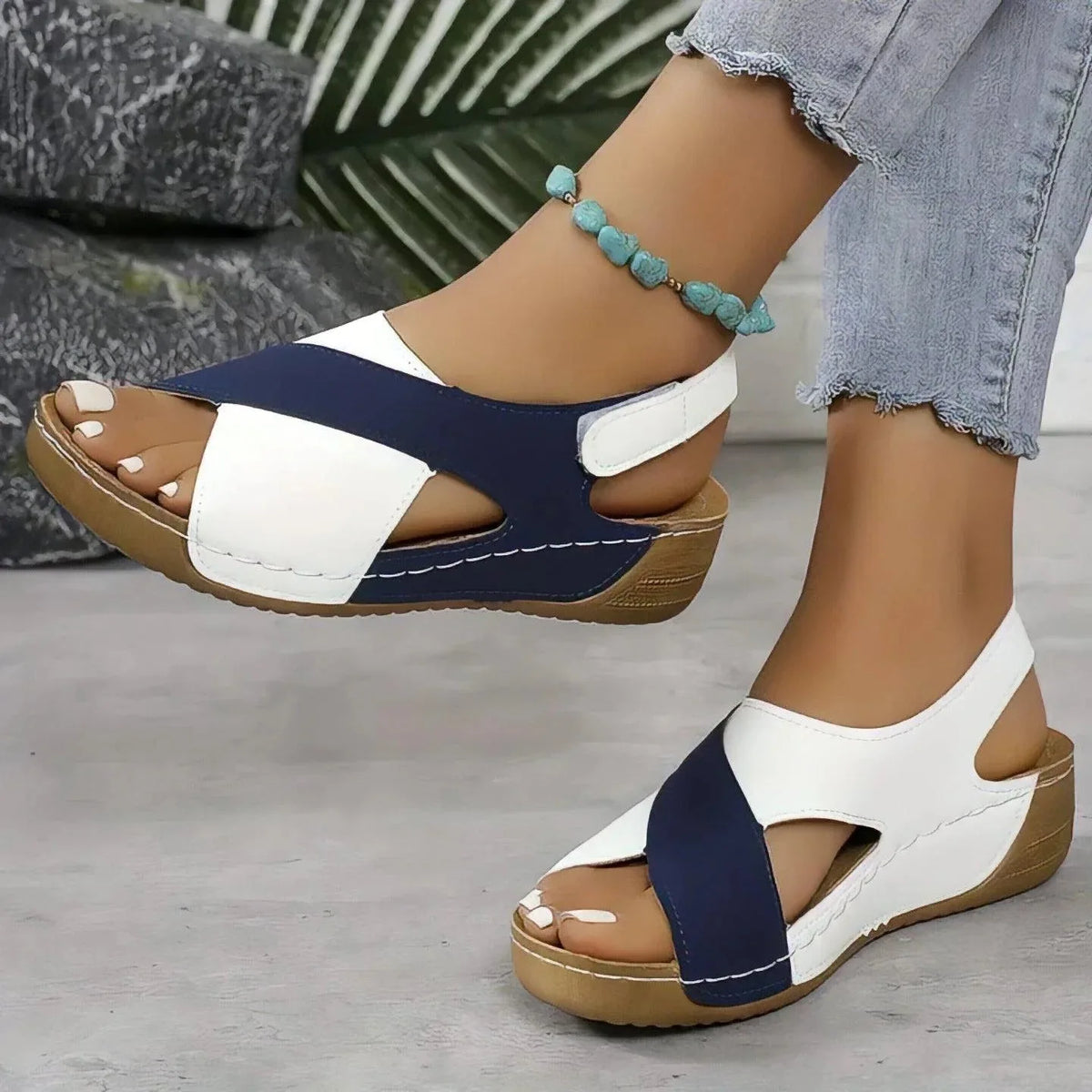 Orthopedic Crisscross Wedge Sandals with Arch Support