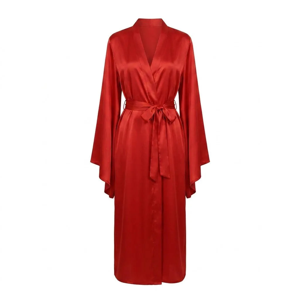 Satin Wrap Kimono Robe with Sash