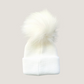 Baby Hat with Pom Pom | White