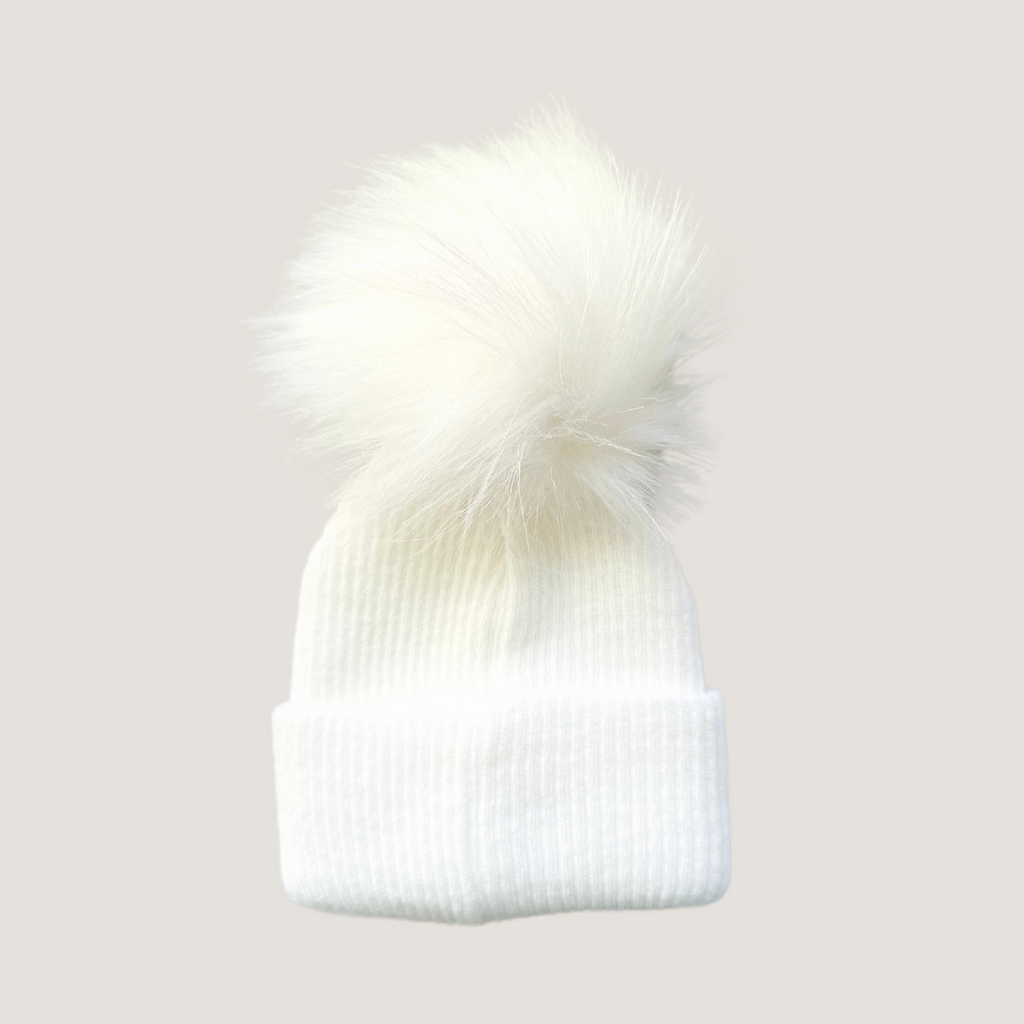 Baby Hat with Pom Pom | White