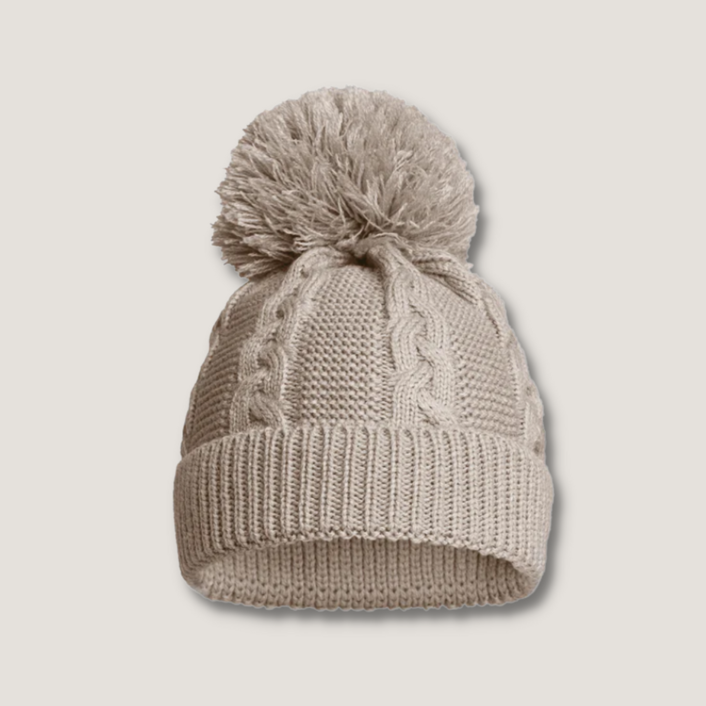 Cable Knit Pom Pom Hat | Biscuit