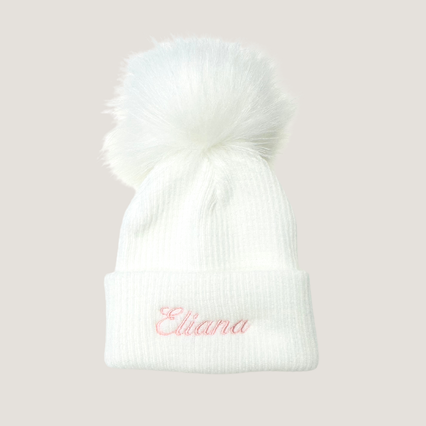 Baby Hat with Pom Pom | White