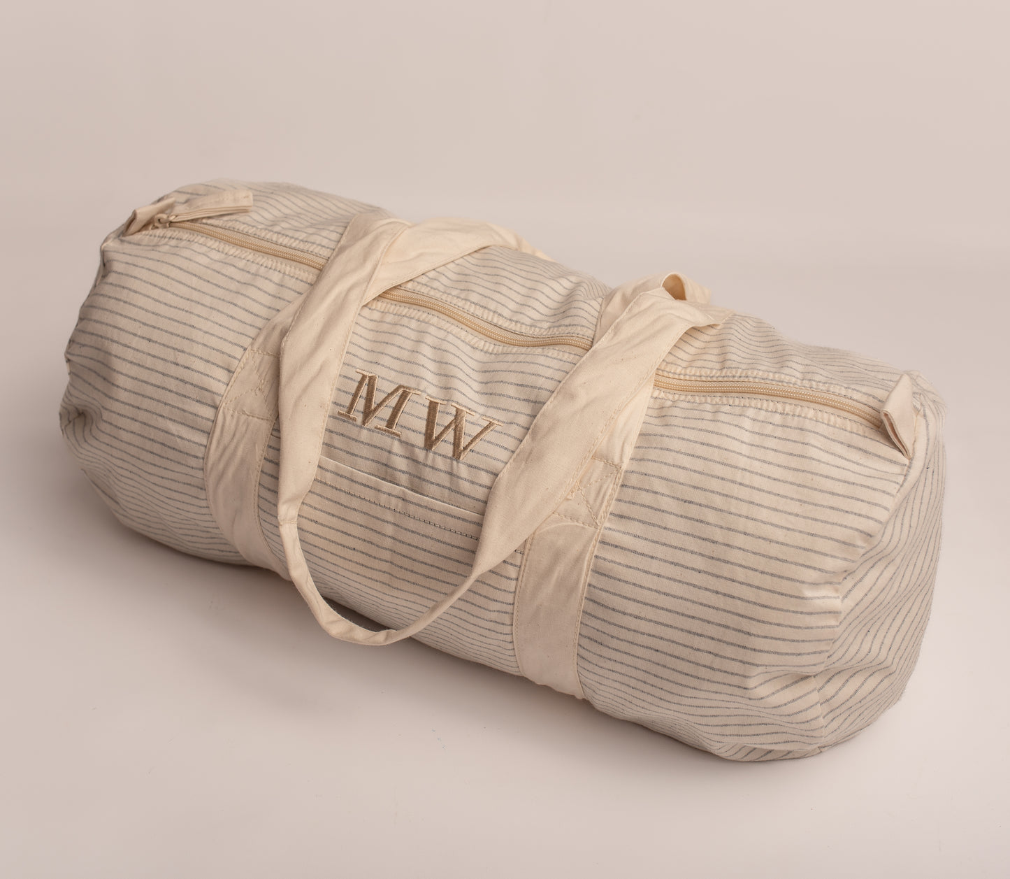 Striped Organic Barrel Bag | Grey Stripe