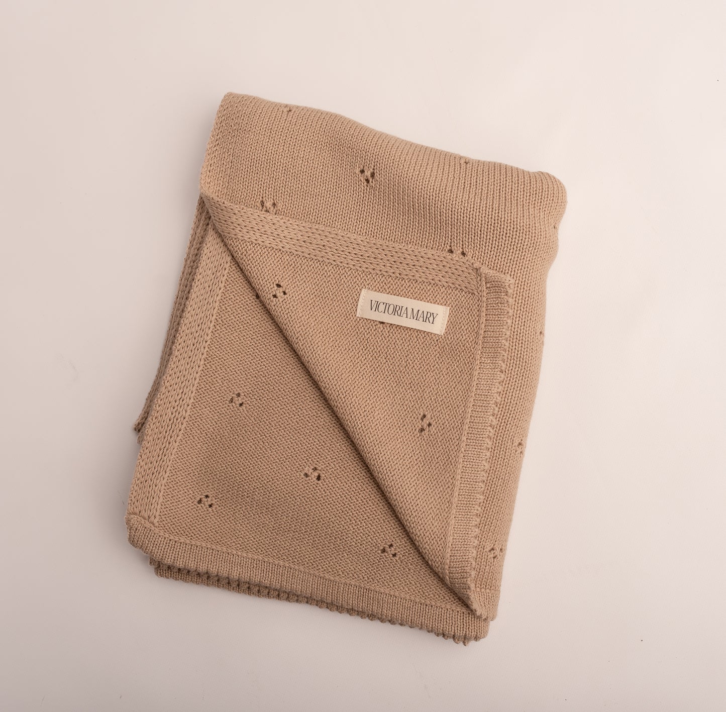 Pointelle Baby Knit Blanket | Taupe