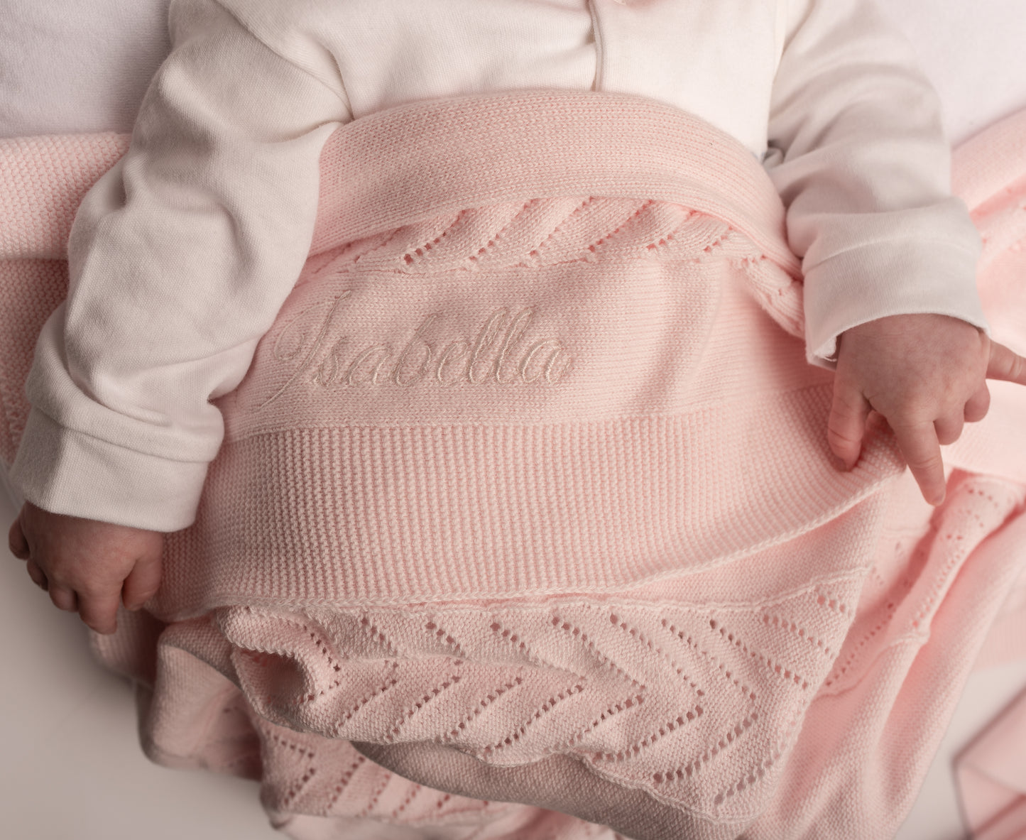 Cotton Chevron Baby Shawl | Pastel Pink