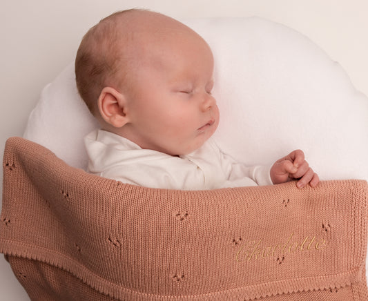 Pointelle Baby Knit Blanket | Dusky Pink