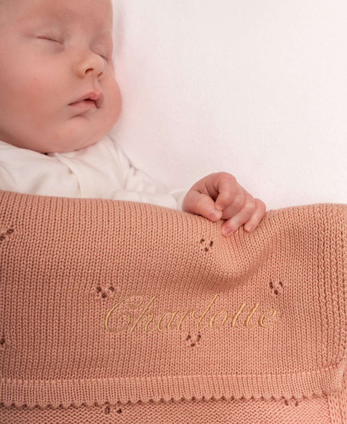 Pointelle Baby Knit Blanket | Dusky Pink