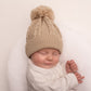 Cable Knit Pom Pom Hat | Biscuit