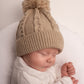 Cable Knit Pom Pom Hat | Biscuit