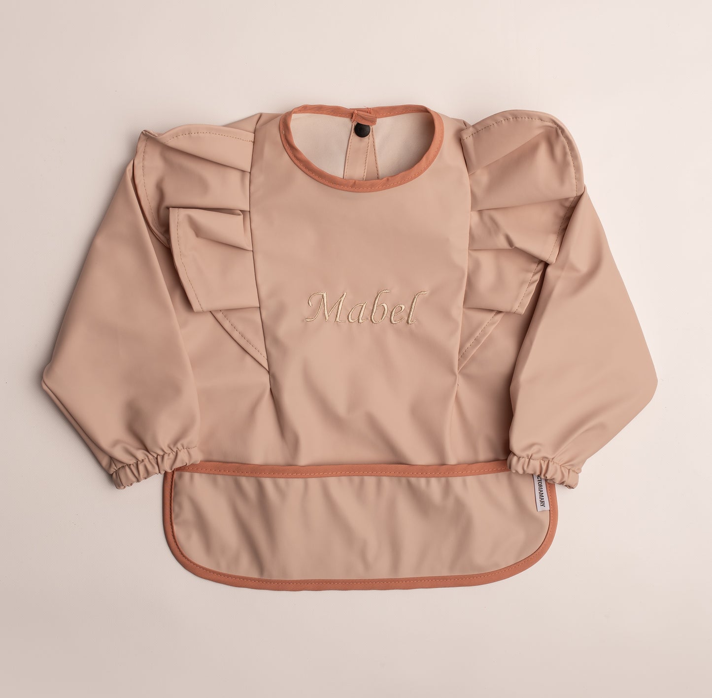 Baby Weaning And Feeding Sleeved Bib | Ruffle Dusky Pink