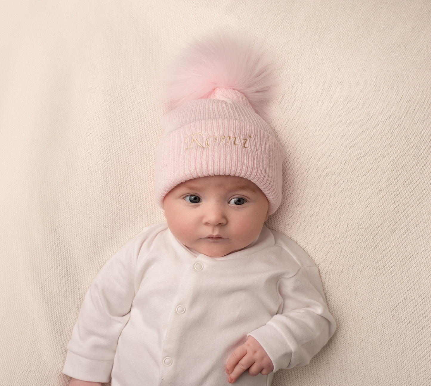 Baby Hat with Pom Pom | Pink