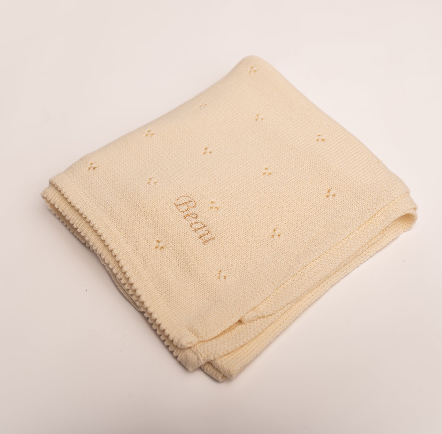 Pointelle Baby Knit Blanket | Soft Beige