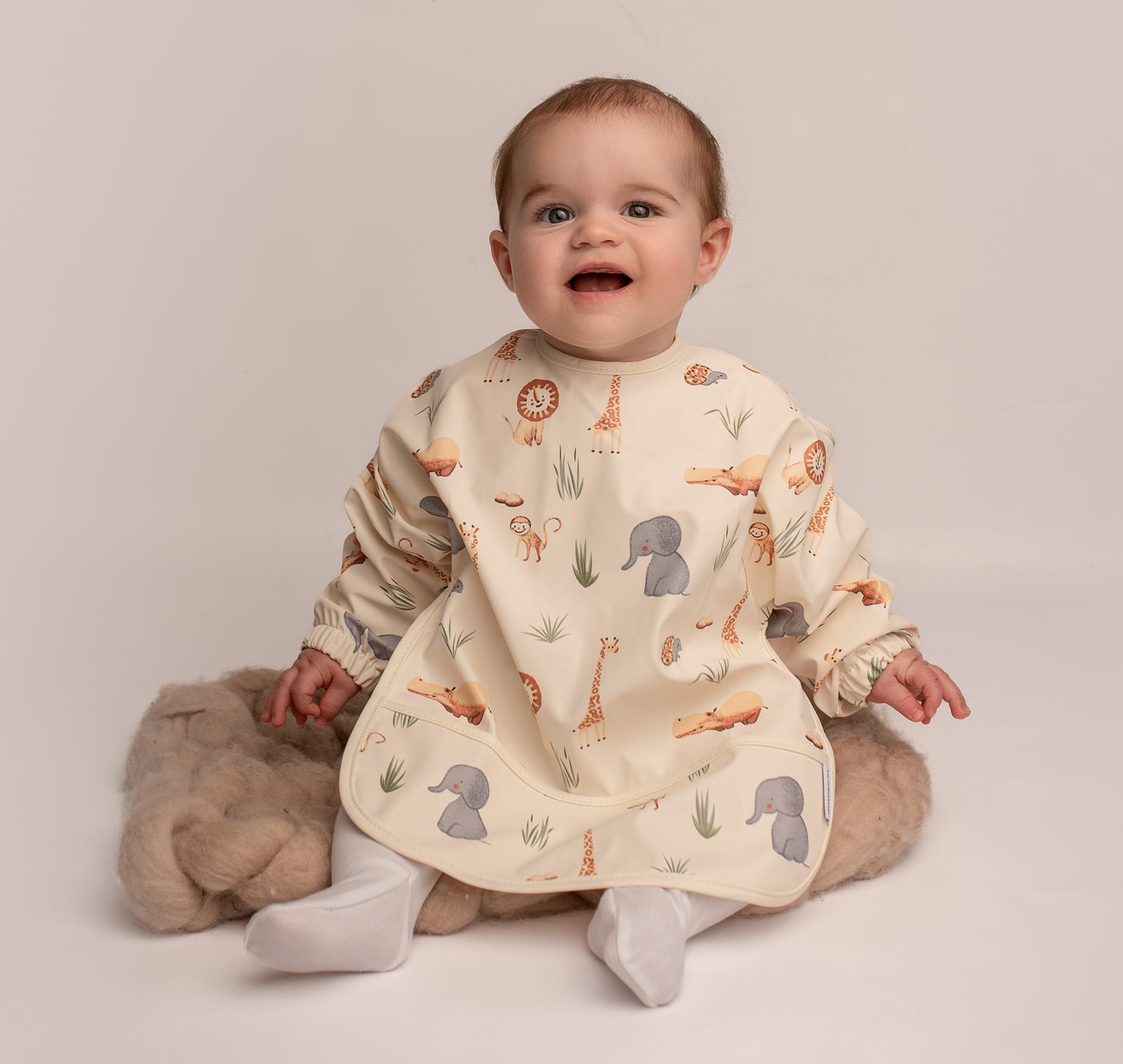 Baby Weaning And Feeding Sleeved Bib | Safari