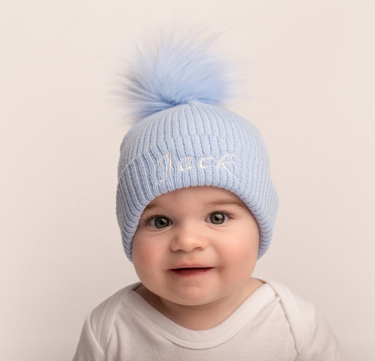 Baby Hat with Pom Pom | Blue