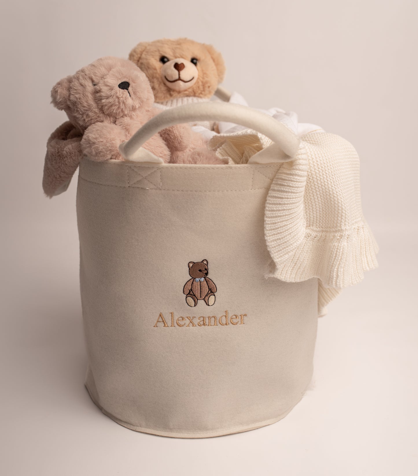 Teddy Felt Toy Trug | Soft White