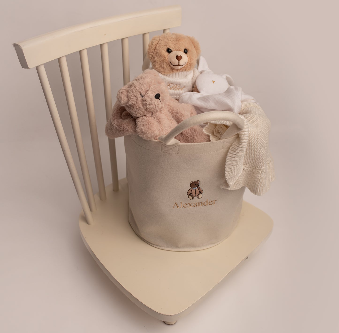 Teddy Felt Toy Trug | Soft White