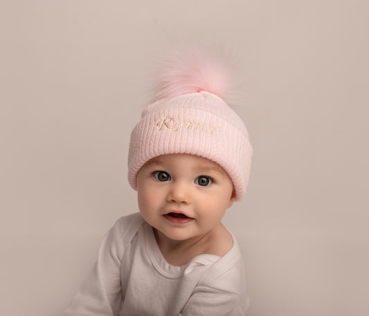 Baby Hat with Pom Pom | Pink