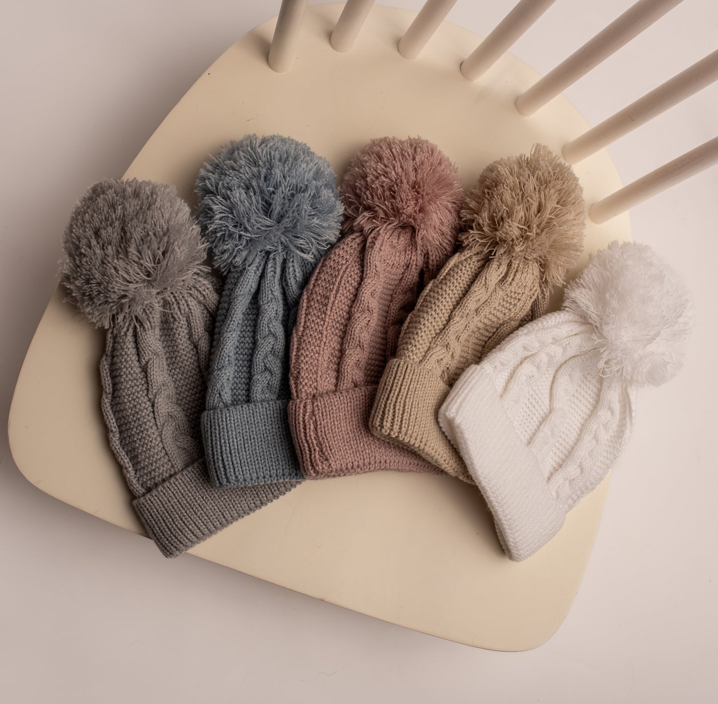 Cable Knit Pom Pom Hat | Dusty Blue