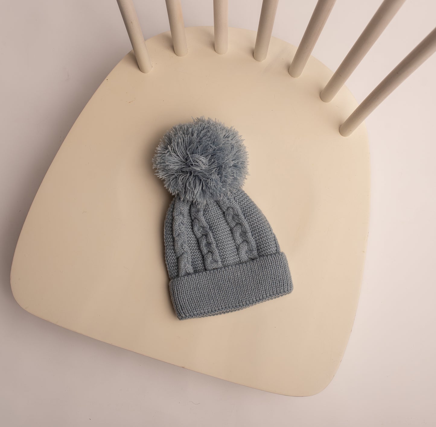 Cable Knit Pom Pom Hat | Dusty Blue