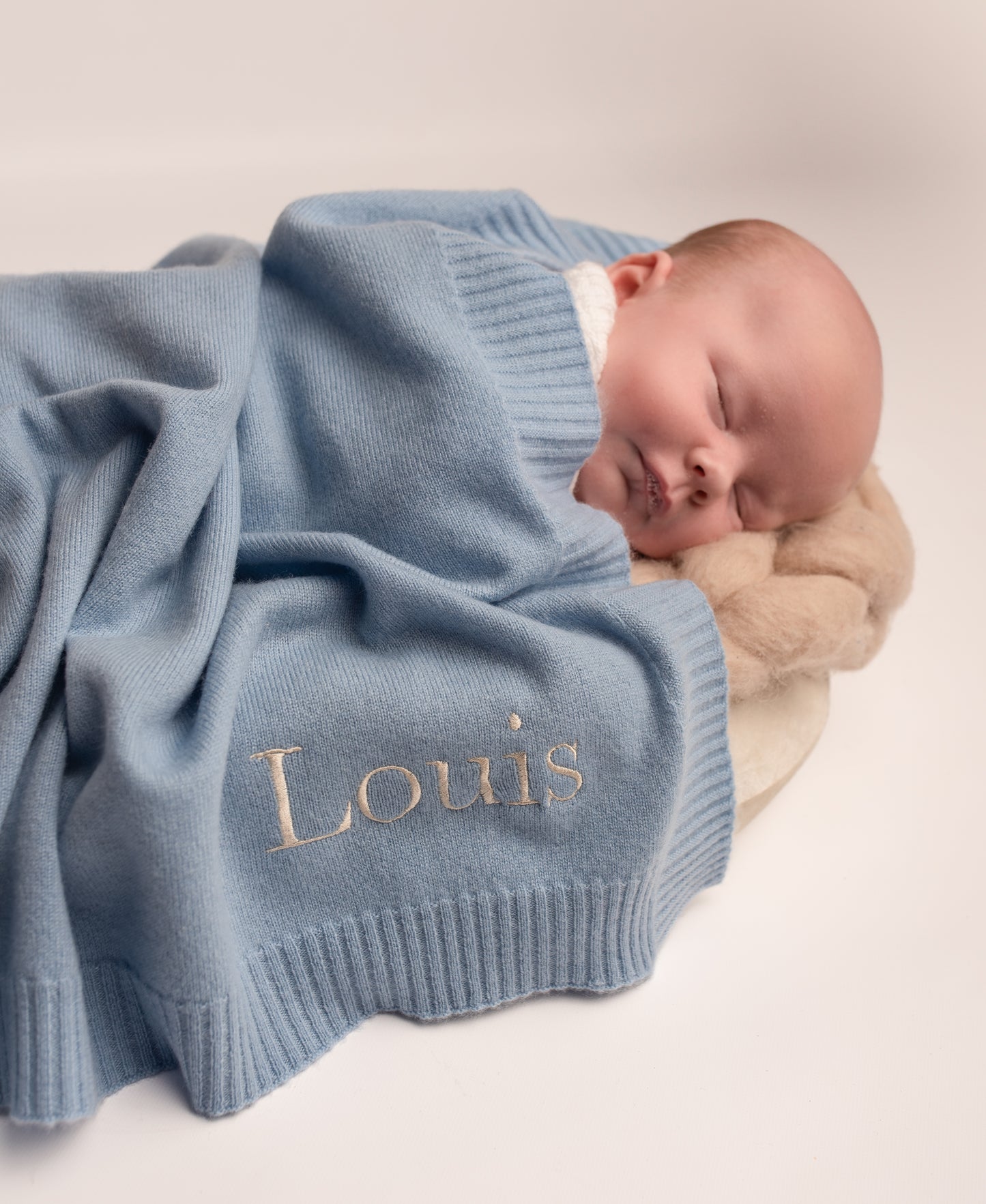 Merino Cashmere Blend Baby Blanket | Blue