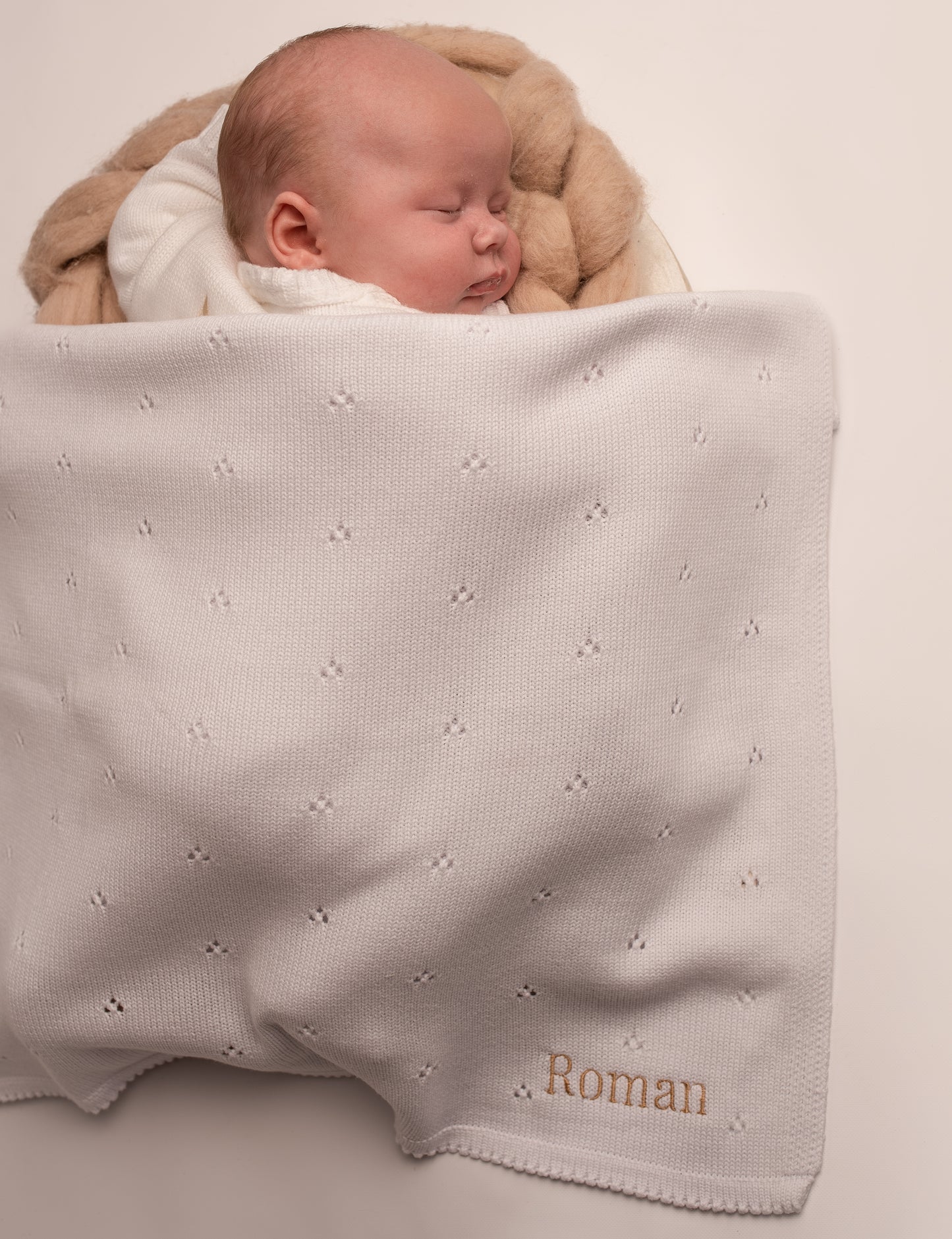 Pointelle Baby Knit Blanket | White