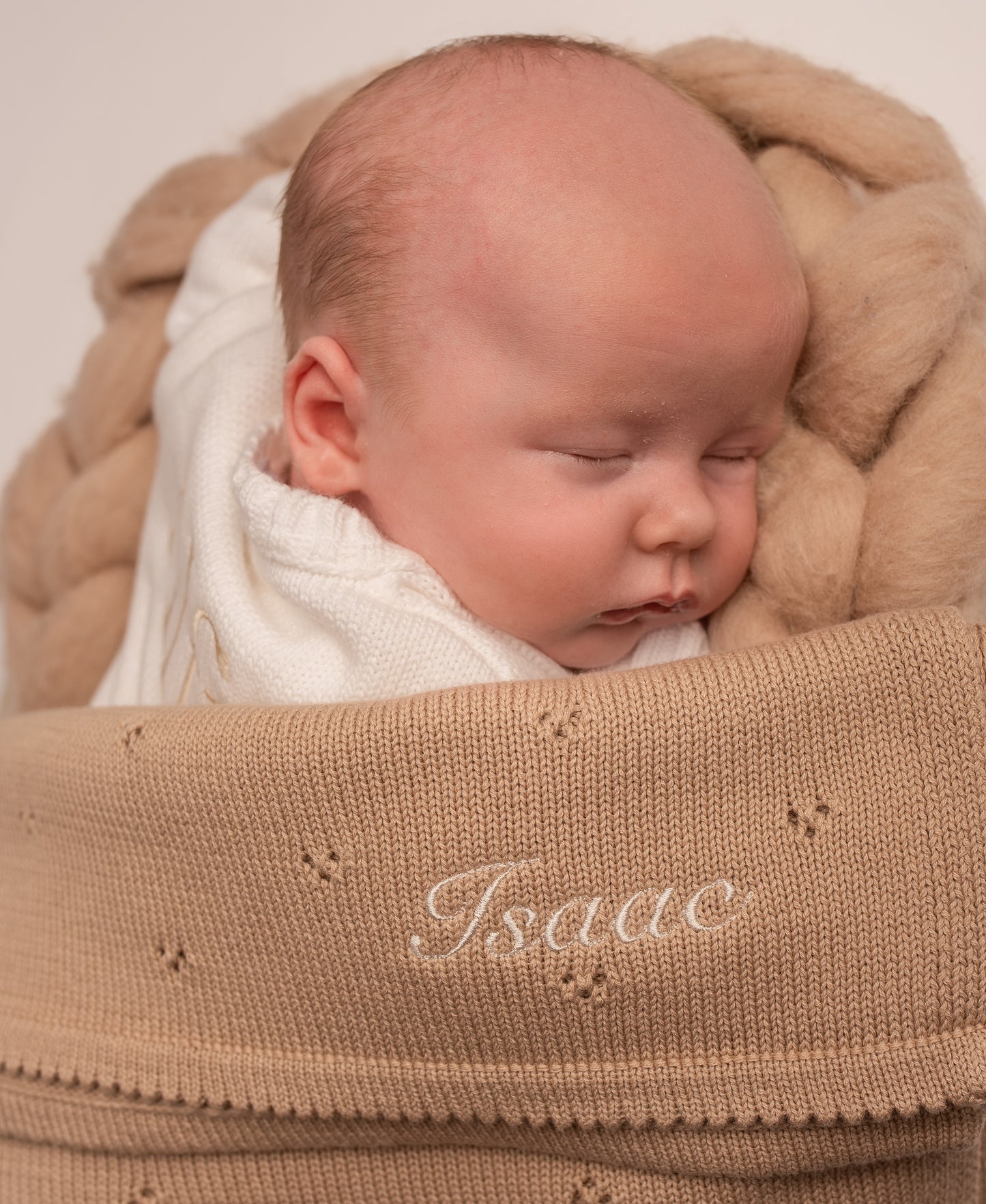 Pointelle Baby Knit Blanket | Taupe