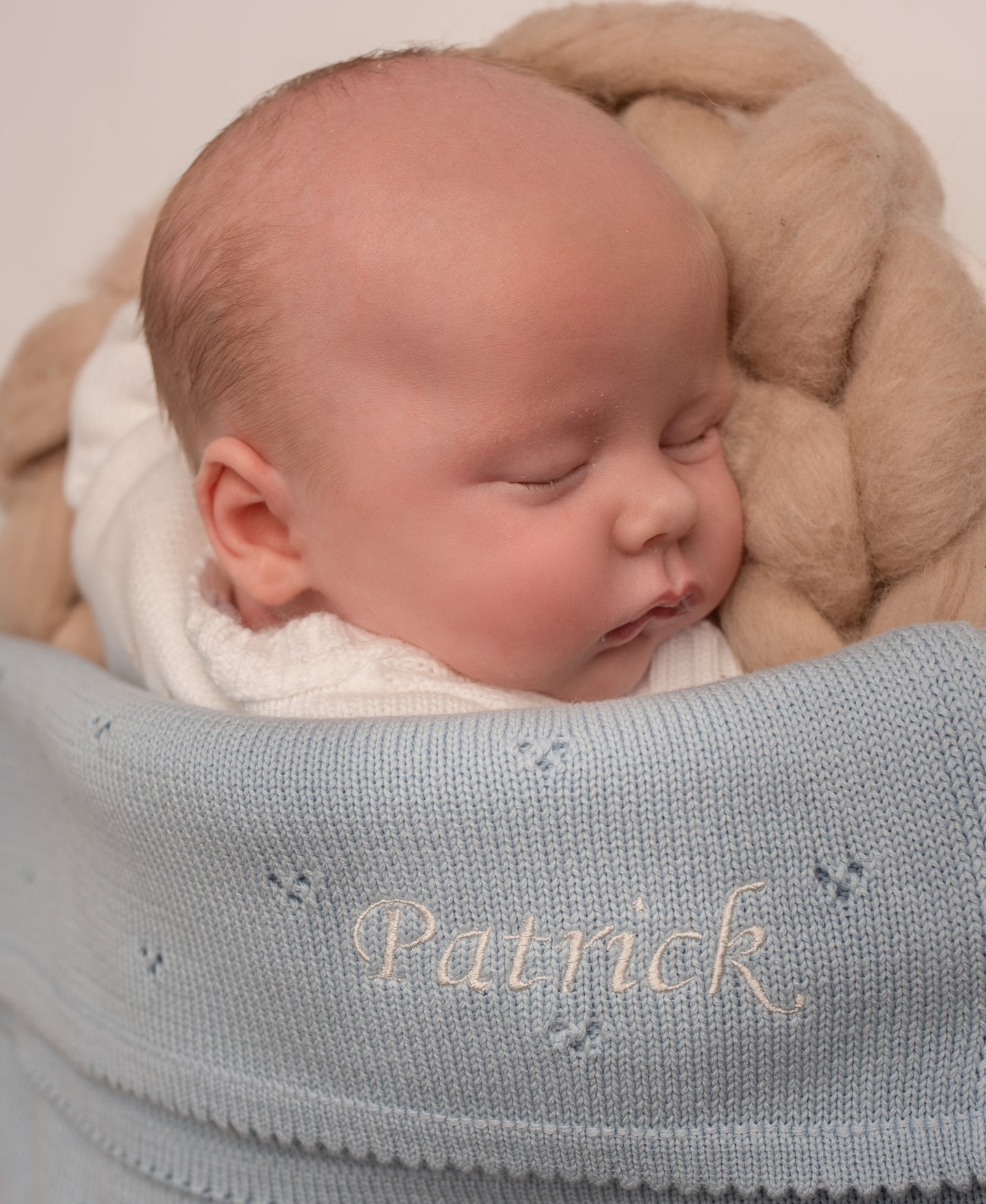 Pointelle Baby Knit Blanket | Dusky Blue