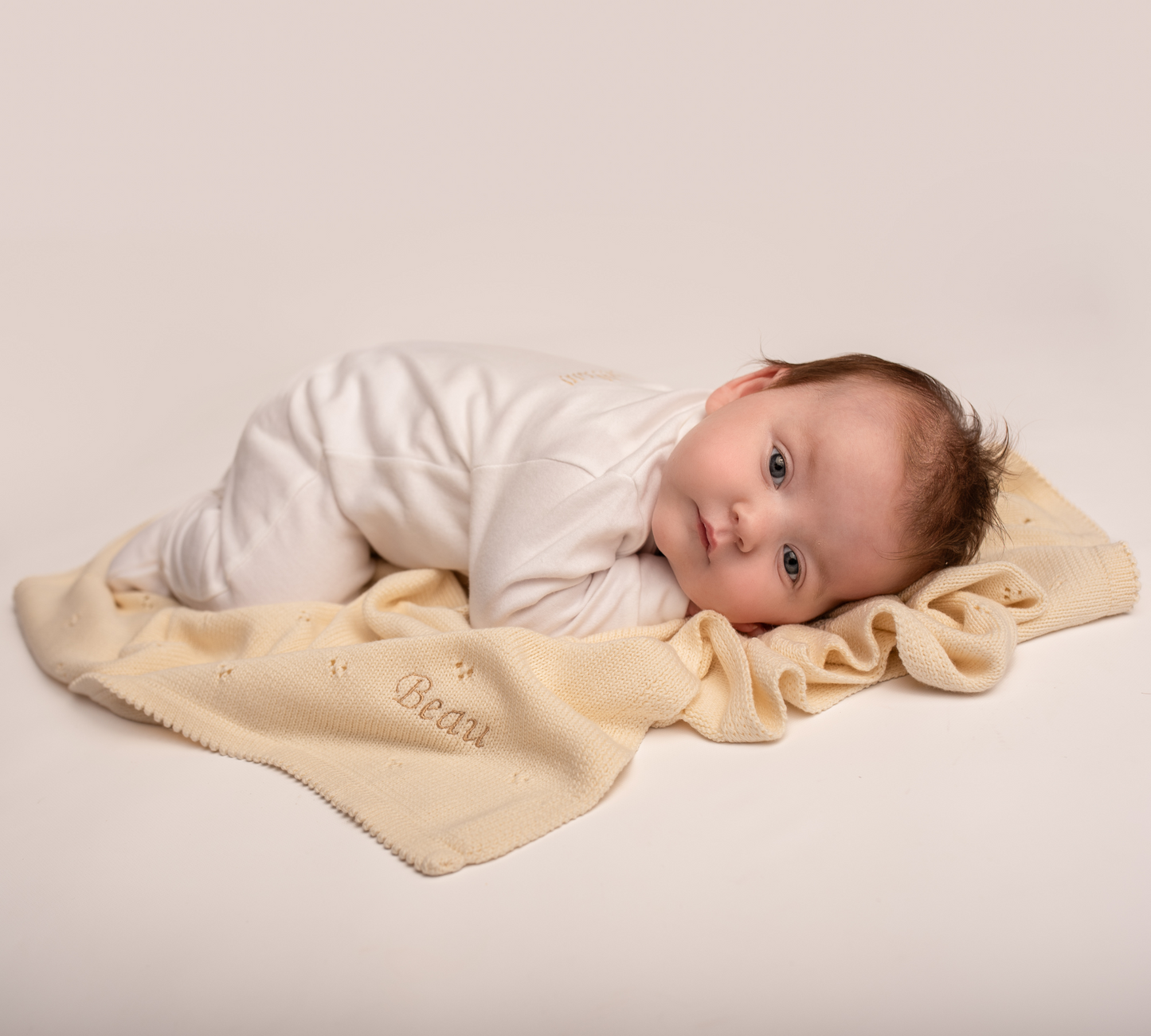 Pointelle Baby Knit Blanket | Soft Beige