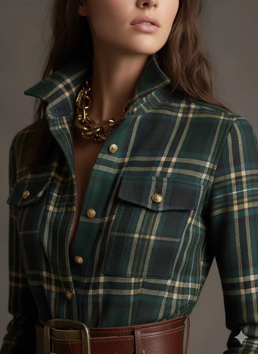 Sienna | Belted Plaid Maxi Shirt Dress for Women