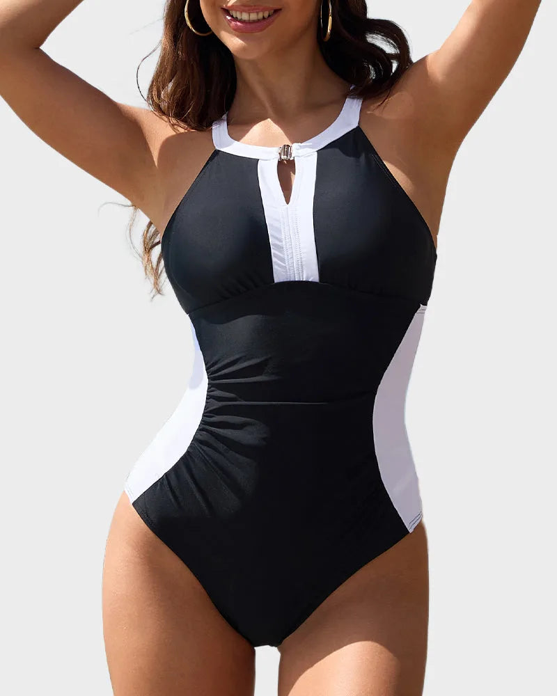 Full Coverage Colour Block One-Piece Swimsuit for Women image 10