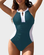 Full Coverage Colour Block One-Piece Swimsuit for Women image 19