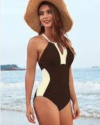 Full Coverage Colour Block One-Piece Swimsuit for Women image 23