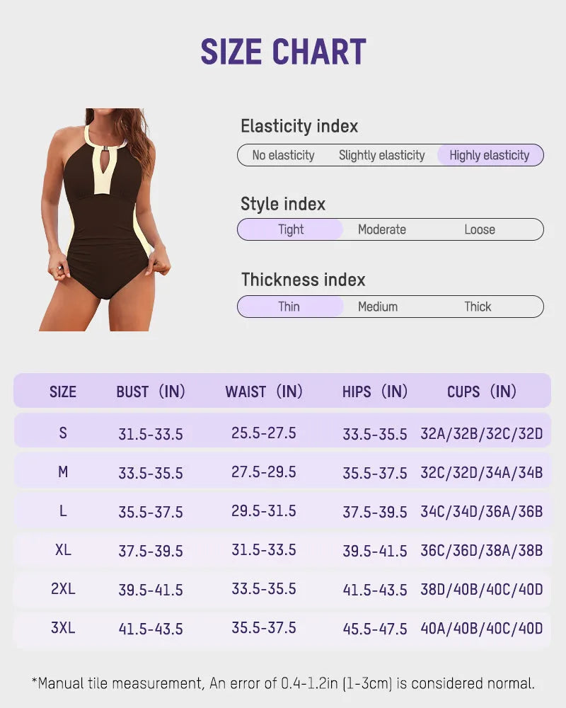 Full Coverage Colour Block One-Piece Swimsuit for Women image 32