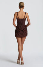 Corset Mini Dress with Draped Skirt for Women image 10