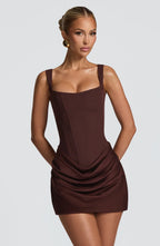 Corset Mini Dress with Draped Skirt for Women image 9