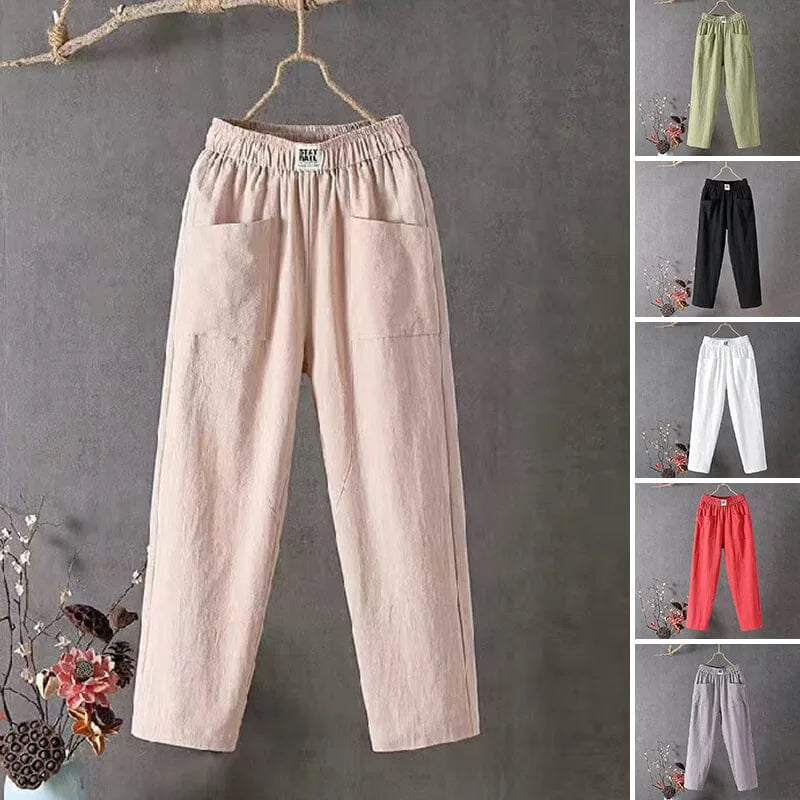 Relaxed Cotton Linen Pants with Pockets
