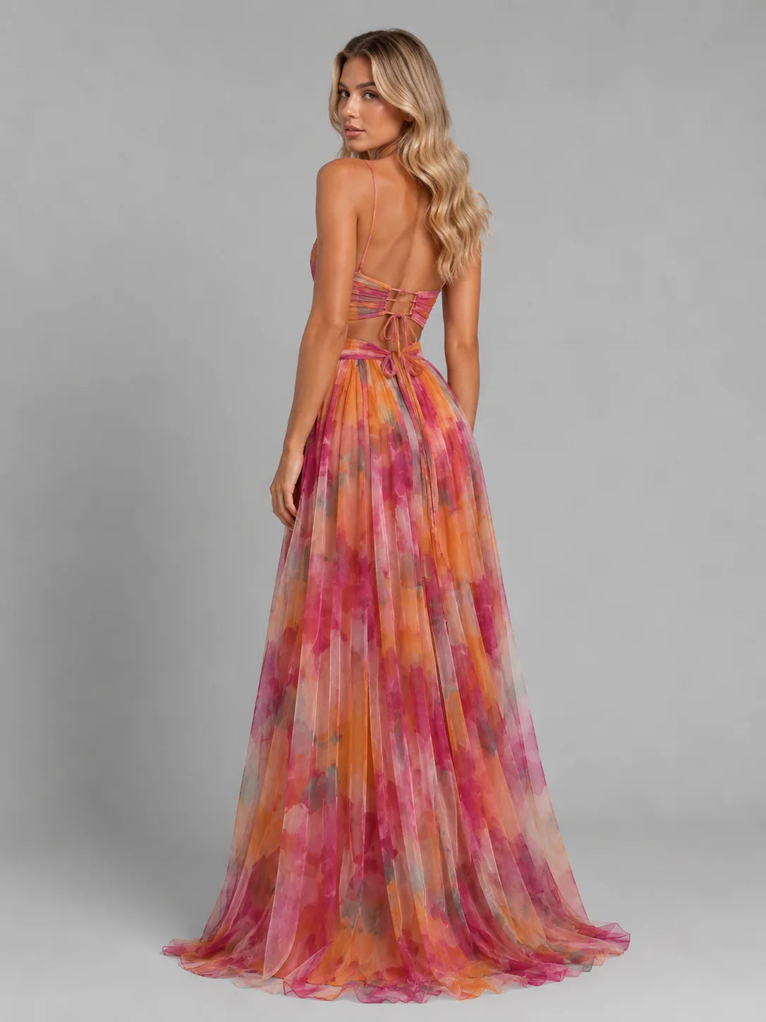 Ava | Floral Watercolour V-Neck Maxi Dress for Women
