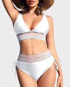 High Waisted Tummy Control Colour Block Bikini for Women image 12