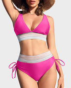 High Waisted Tummy Control Colour Block Bikini for Women image 16