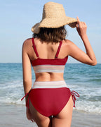 High Waisted Tummy Control Colour Block Bikini for Women image 19