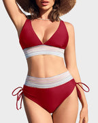High Waisted Tummy Control Colour Block Bikini for Women image 20