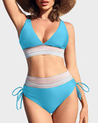 High Waisted Tummy Control Colour Block Bikini for Women image 24