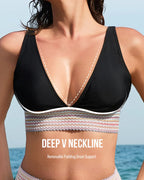High Waisted Tummy Control Colour Block Bikini for Women image 25