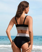 High Waisted Tummy Control Colour Block Bikini for Women image 28