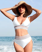 High Waisted Tummy Control Colour Block Bikini for Women image 9