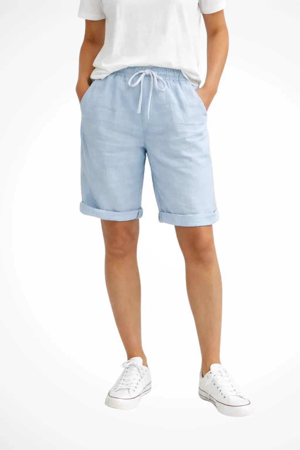 Linen Drawstring Shorts with Relaxed Fit